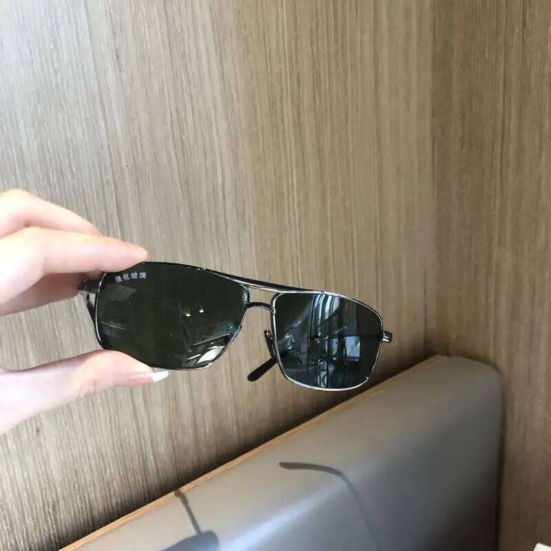 2025 New Men Crystal Glass For Driving Big Face UV400 Green Sunglasses Metal High-quality Double Beams H260129