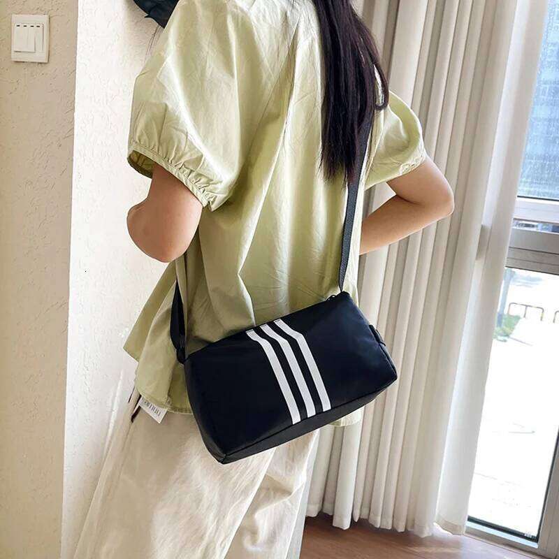 Large Capacity Striped Nylon Pillow Casual Sports Single Shoulder Crossbody Bag XJ260129