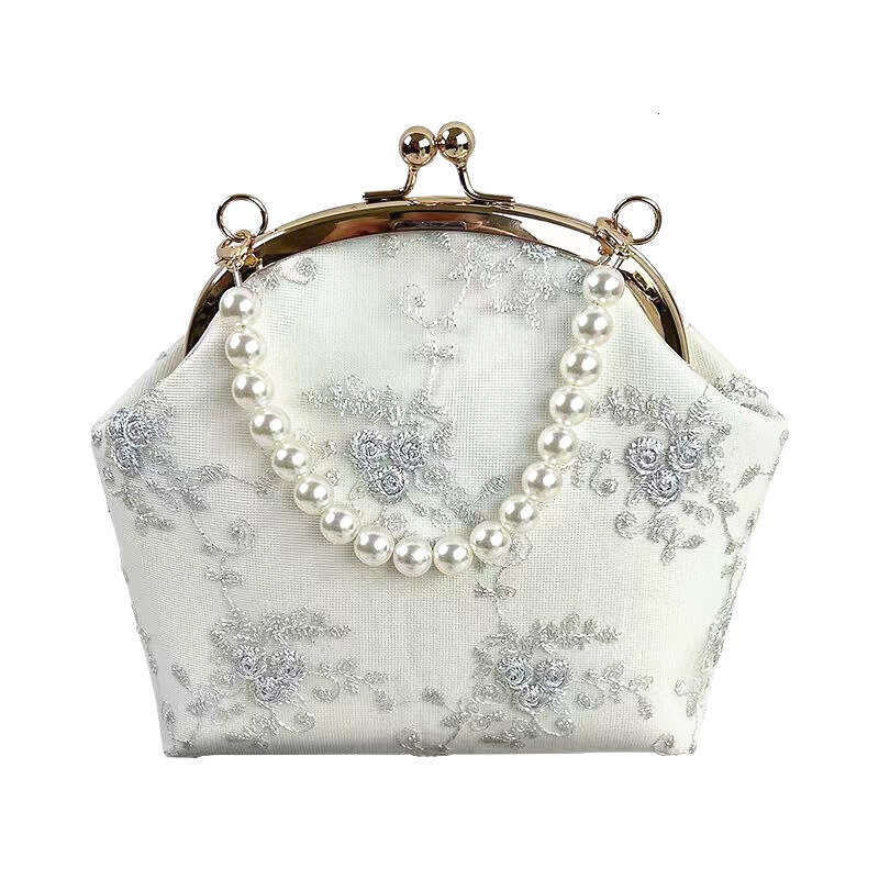 Luxury shoulder bag Hobo retro lace mouth gold bag fabric handmade three-dimensional embroidery flower handbag with qipao bag women's small bag S