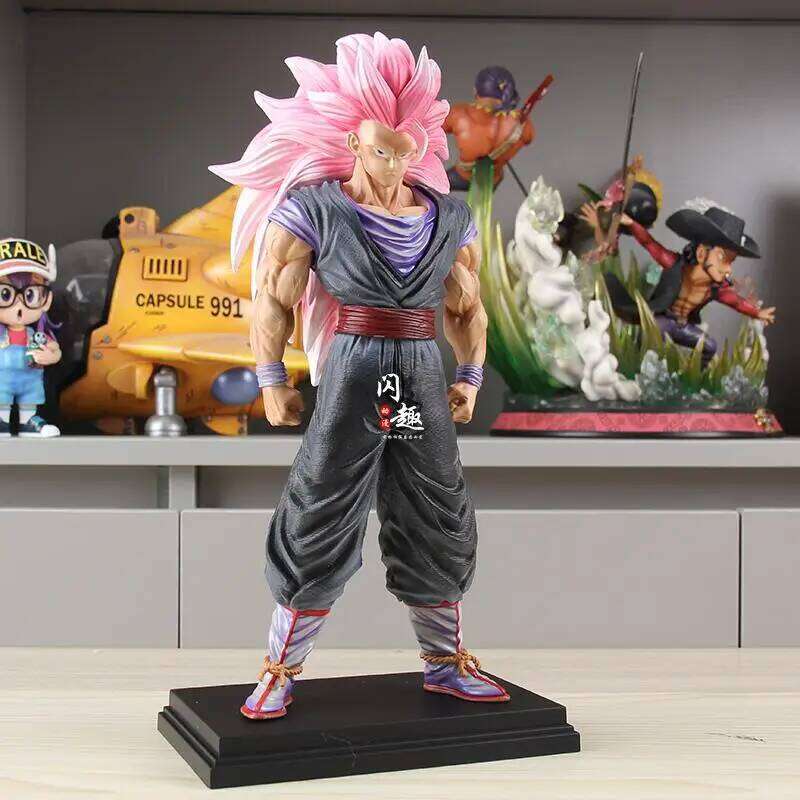 New Jt Dragon Ball Anime Pink/Blue/ Hair Figurine Super Saiyan 3 Goku Figure Pvc Statue Model Boy Gift Z260129