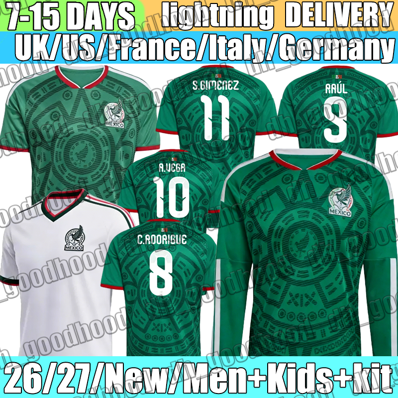 Mexico Jerseys S.GIMENEZ E.ALVAREZ G.OCHOA Soccer Jerseys RAUL A.VEGA CHICHARITO U. ANTUNA O.PINEDA 2026 Football Shirt Men Kids kit Kits Unifor