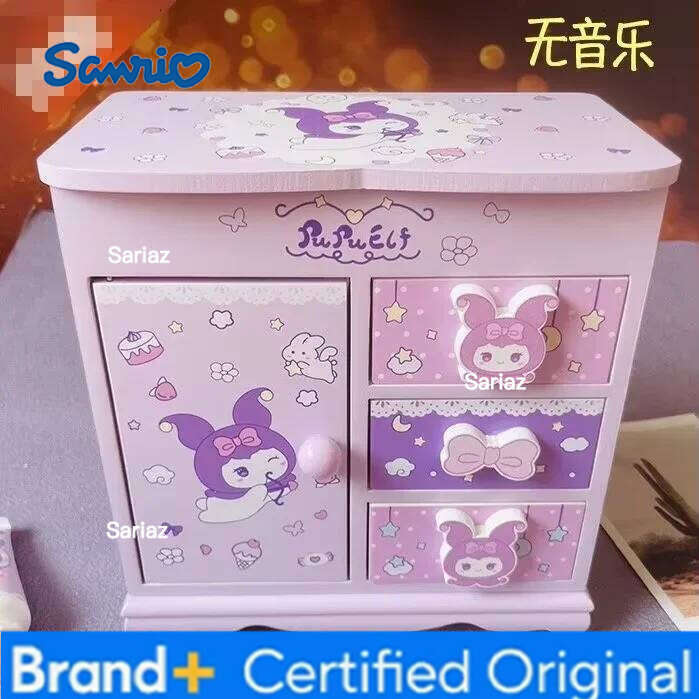 Sanrio Hello Kitty Kuromi Japanese cute kawaii girl wooden jewelry storage desktop organizer box as a birthday gift for friends H260129