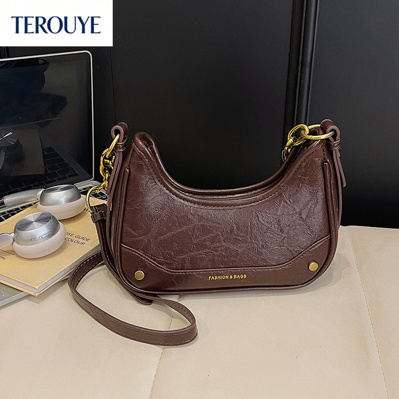 TEROUYE Korean texture niche design women's armpit bag autumn and winter new collection retro fashion style chain shoulder bag luxury Bag
