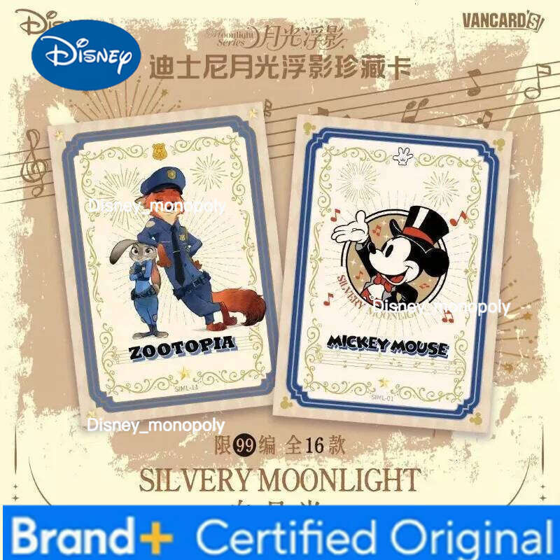 Disney Genuine Light Floating Shadow Art Card Moonlight Theme Series Mickey Mouse Animation Peripheral Collection Cards Toy Gift H260129
