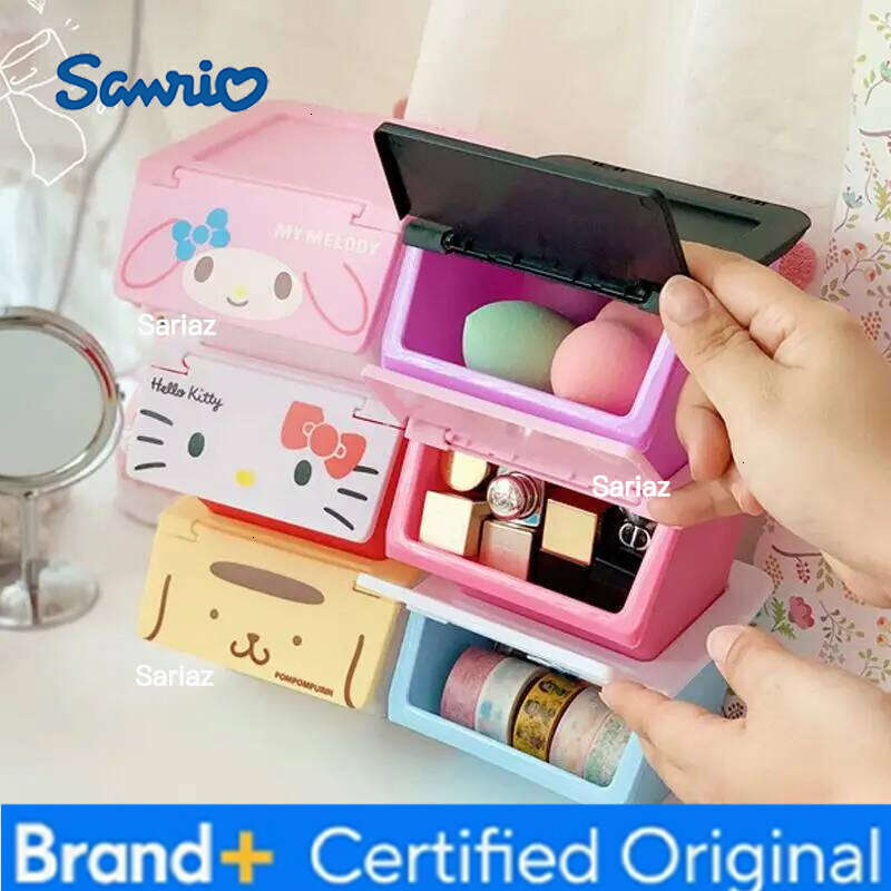 Sanrio Hello Kitty Desktop Clamshell Kuromi Melody Cinnamoroll Pochacco Jewelry Trash Storage Box Christmas Gift H260129 H260129