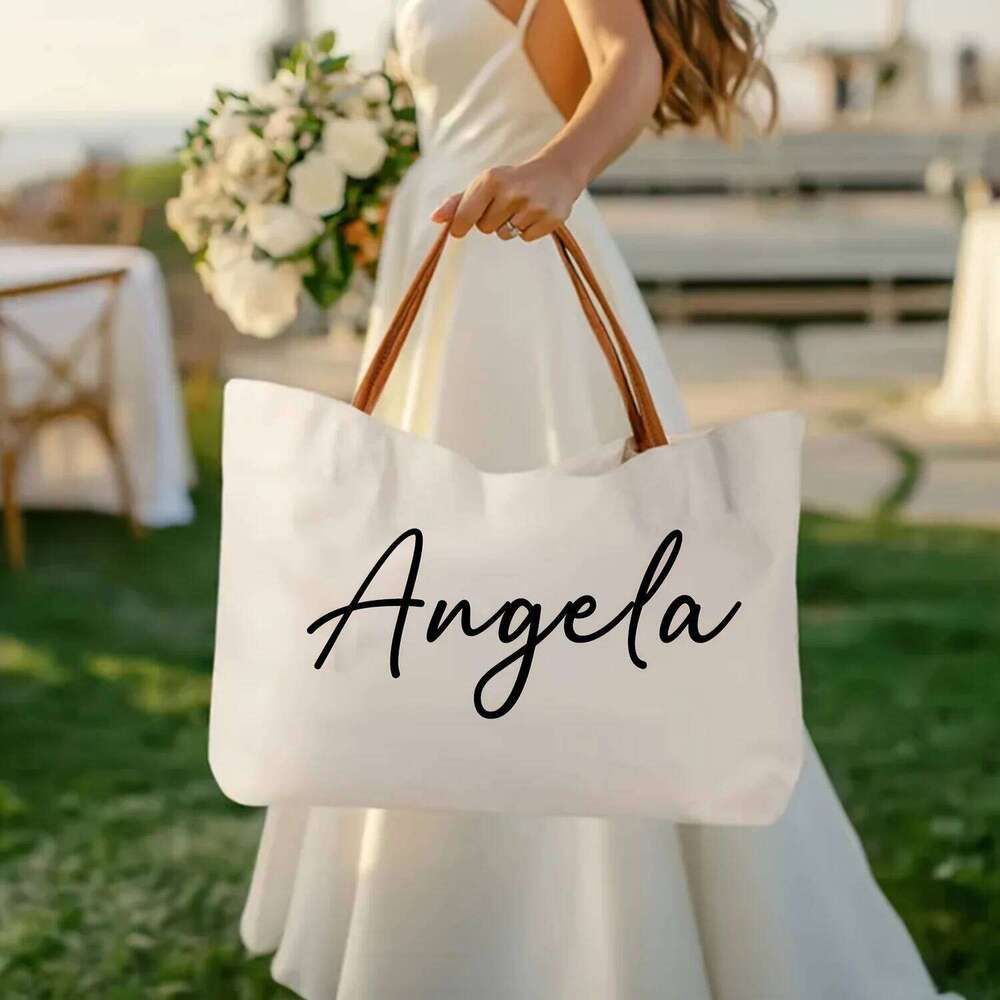 Customized Name Solid Color Canvas Single-Shoulder Bag Large Capacity Handbag Women Prefect Gift For Family Holiday Trip Use XJ260129