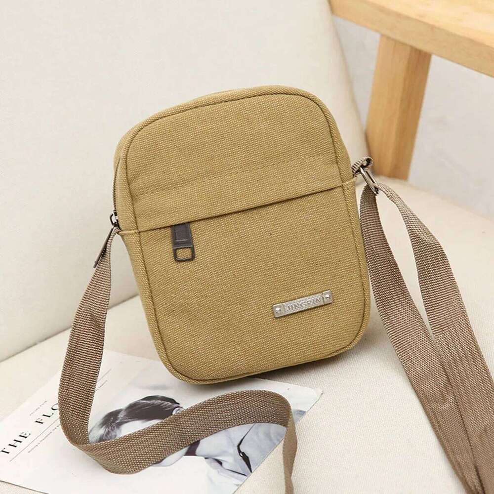 Men's Casual Canvas Shoulder Bag Crossbody Phone Pouch Small Backpack Leisure Tote Handbag for Men