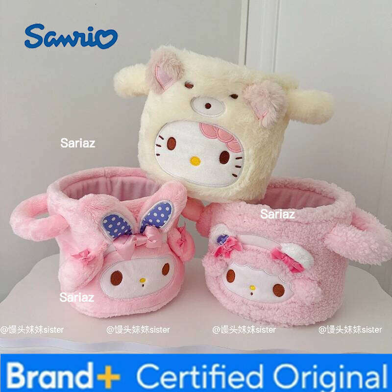 Sanrio Kawaii My Melody Plush Storage Bucket Student Dormitory Pen Holder Miscellaneous Sorting Basket Desktop Decoration Girl H260129 H260129