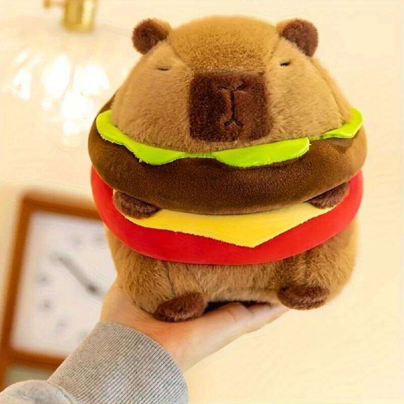 Hamburger Capybara Plush Toy - Stuffed Animal with Realistic Burger,Birthday Gifts girls and boys, Girls for Kids Y260128