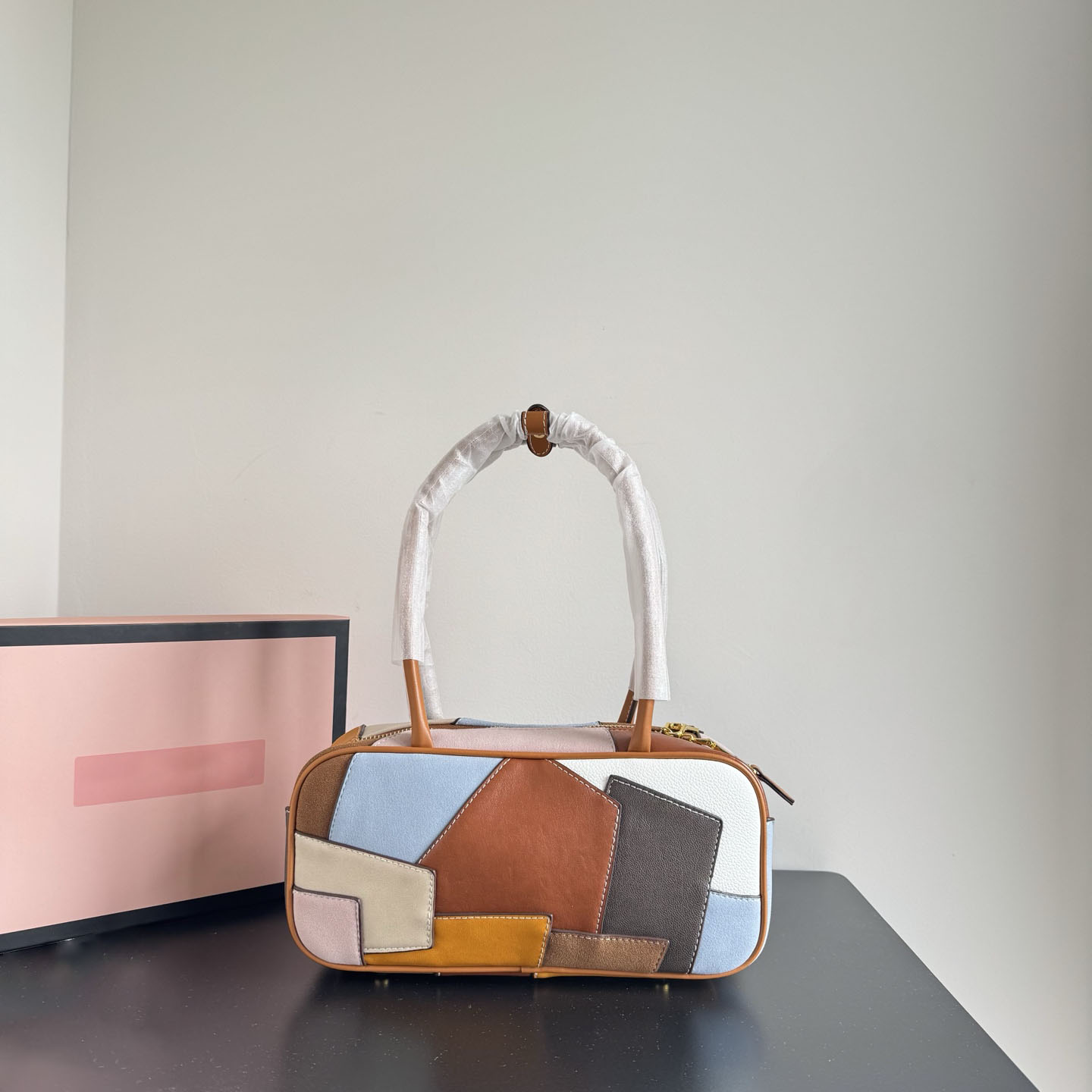 High-Quality Patchwork Leather Bag Bowling Bag Hobo Tote Briefcase Vintage Suede Top Handle Underarm Shoulder Bag Fashion Handbags Crossbody Bags Evening Bag