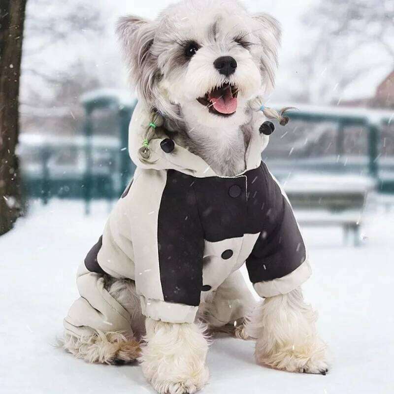 Famous brand New Fashion Autumn Winter Pet Clothes Outdoor Four legged Sweater Dogs Thermal Cotton Coat with Hood Suit for Teddy Bichon Frise pupakaIK