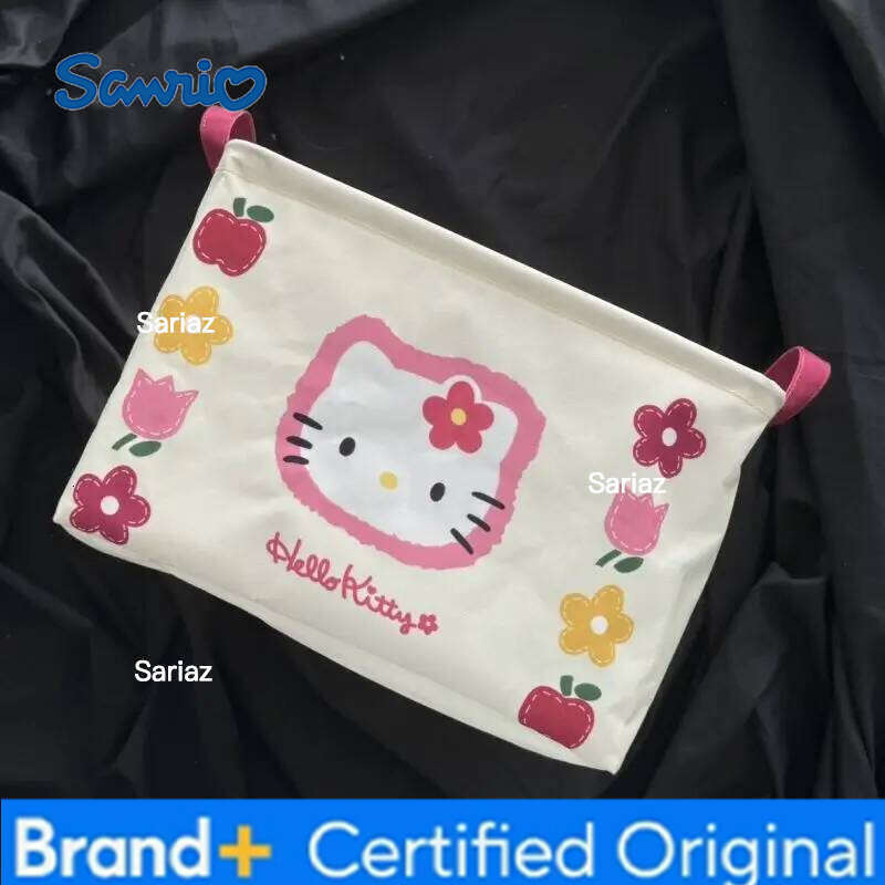 Sanrio Kawaii Hello Kitty Folding Storage Basket Cartoon Kt cat Large Capacity Wardrobe Office Bedroom Closet Laundry Hamper Girls Toys H260129