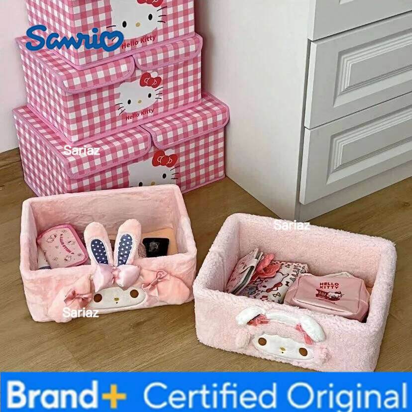 Sanrio My Melody Home Desktop Cosmetic Storage Anime Girly Heart Cute Hello Kitty Large Capacity Clothing Toys Sorting Box H260129