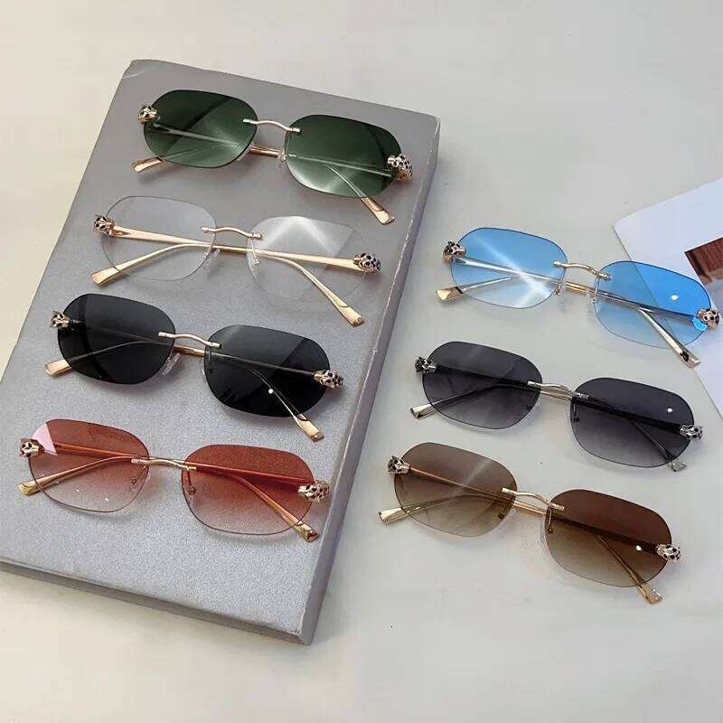 Rimless Oval Sunglasses Men New Fashion Vintage Gradient Casual Shades Women Trendy Luxury Brand Design Decor Sun Glasses H260129