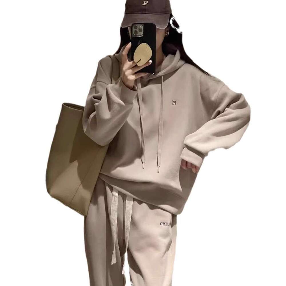 European Style Spring Autumn Hooded Sweatshirt And Sweatpants Fashion Women's Set Casual Loose Slimming Two-Piece Trendy Outfit