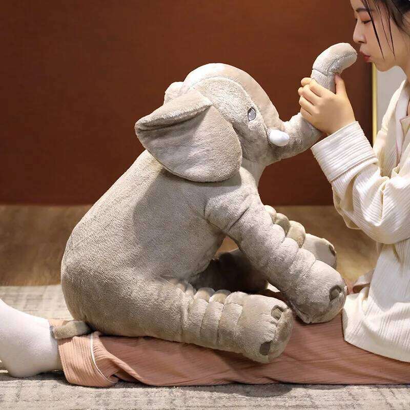 Soothing Pillow Sleeping Doll Stuffed Animal Gray Elephant Soft Plush Toys Y260128