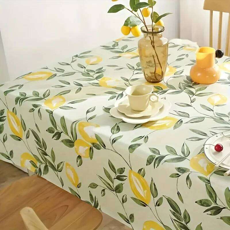 Leaves Printed Rectangle Tablecloth for Holiday Party Decor Washable Summer Lemon Waterproof Table Cloths Home Decorations 26Y0129