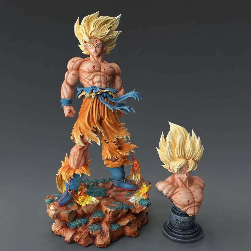 Jt Statue Dragon Ball Z Son Figure Replaceable Heads Led Base Super Saiyan Goku Action Figures Collection Mode Toys Gifts Z260129