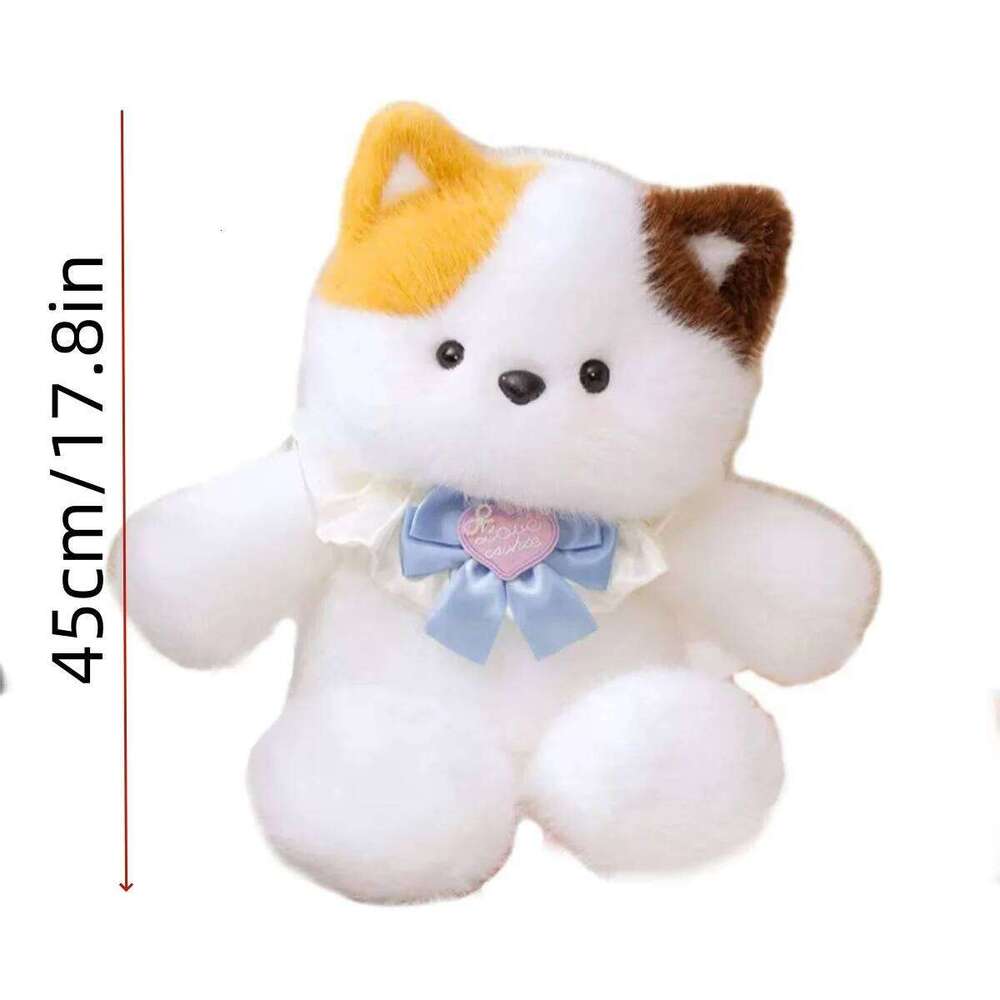 1pcs cute running bear kitten doll little wool fleece toy pillow girl birthday gift Y260128