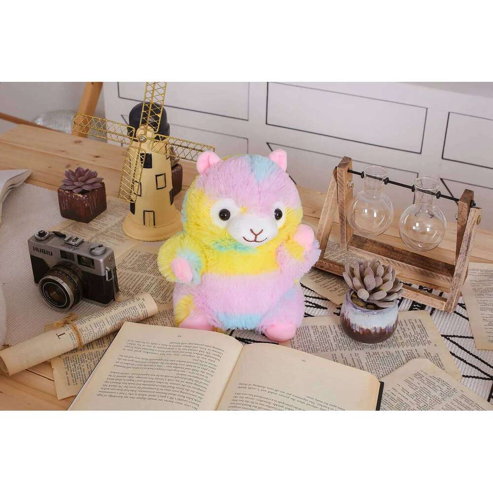 1pcs20cm rainbow alpaca hand doll plush toy, cute ornaments, creative Y260128