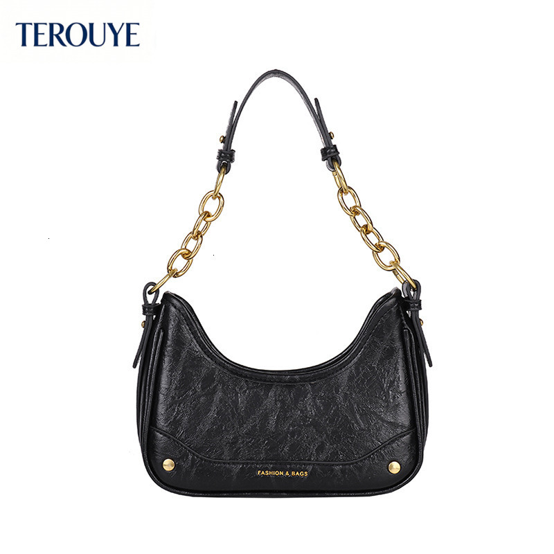 TEROUYE Korean texture niche design women's armpit bag autumn and winter new collection retro fashion style chain shoulder bag luxury Bag