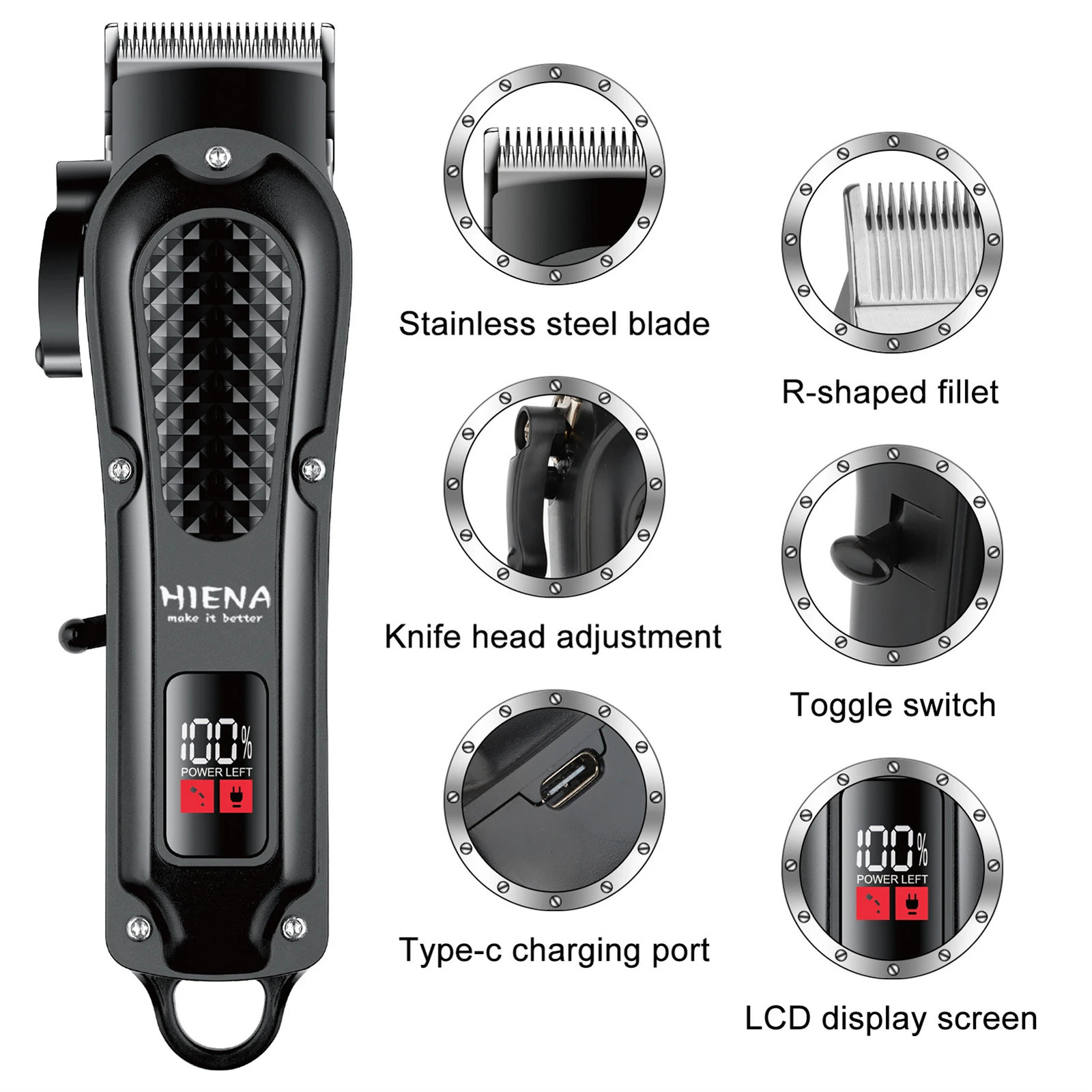 HYN-212 UBS 5V1A Rechargeable Cordless Beard Trimmer Men Powerful Electric Hair Clipper Trimming Tool 260126 C260312