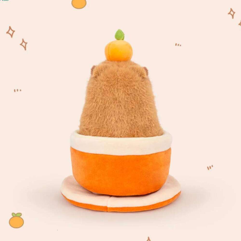 22cm Cute Cartoon Capybara Plush Tea Cup Coaster Kapibala Toys Funny Ornaments Kids Birthday Gift Room Decorative Dolls Y260128