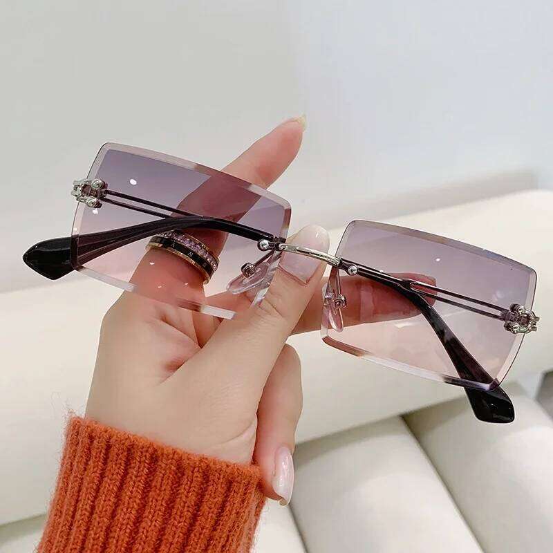 Luxury Brand Rectangle Ladies Sunglasses Rimless Square Sun Glasses for Women Men Color Gradient H260129