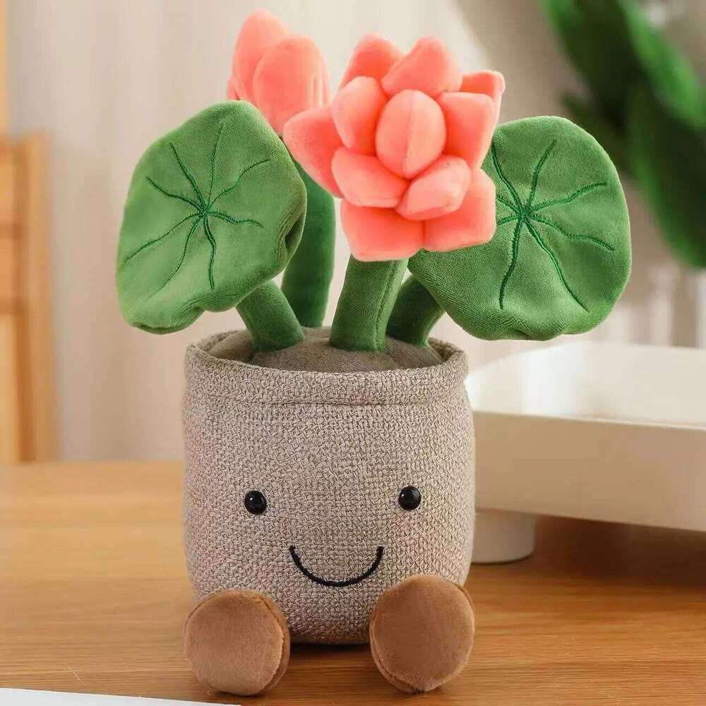 Potdemiel latest lotus potted plant filled plush toy figurine cartoon anime cute pillow cushion home decoration gift doll Y260128