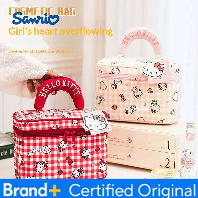 Sanrio Hello Kitty pouch Cute Women's Cosmetic Travel Bath Toiletry kit Large Capacity Handbag Portable Makeup bag H260129