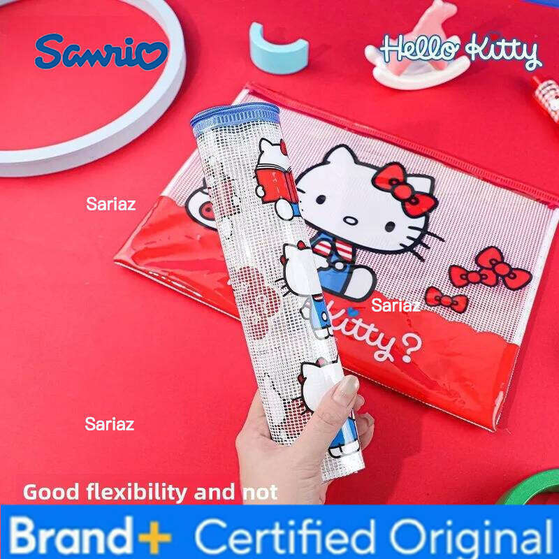 Sanrio A4 Mesh Zipper Bag Hello Kitty File Storage Pouch High Value Large Capacity Organizer Folder for School Office H260129