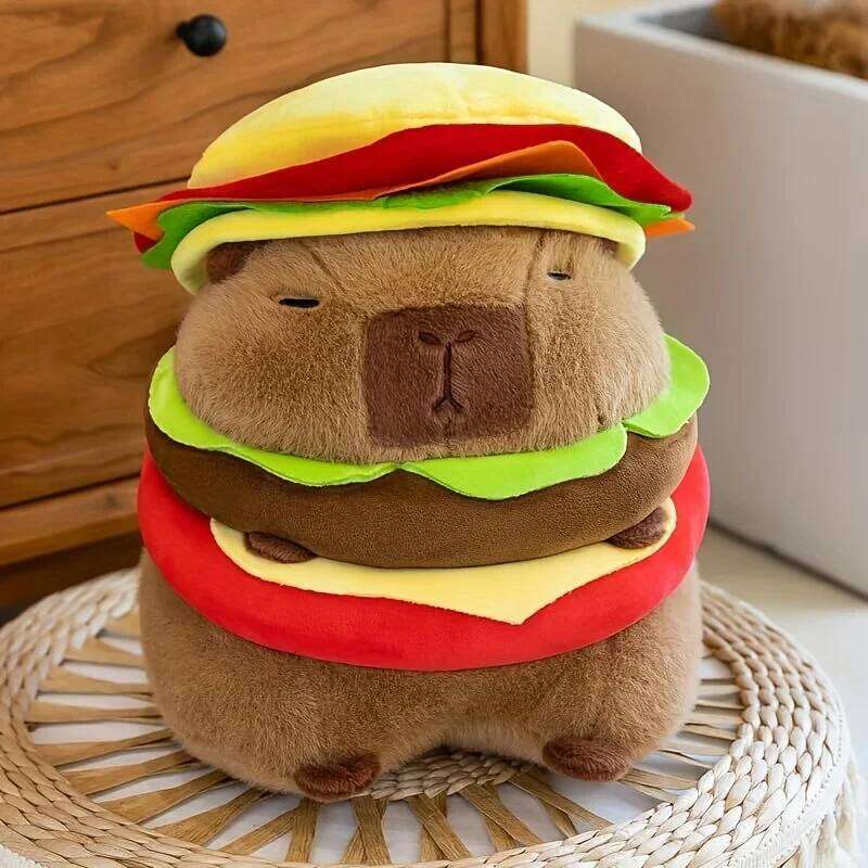 Hamburger Capybara Plush Toy - Stuffed Animal with Realistic Burger,Birthday Gifts girls and boys, Girls for Kids Y260128