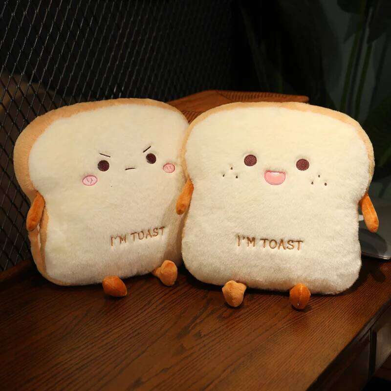 Plush Toast Bread Cute Simulation Food Hot Dog Soft Doll Hand Warmer Pillow Cushion Home Decor Kids Toys Birthday Gift Y260128