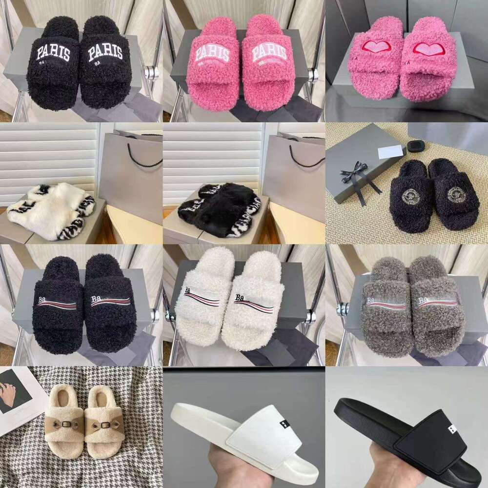 Women Fur Slides Furry Slippers Designer Mules Fall Winter Homewear Slide Men Footwear Paris Luxury Comfortable Fuzzy Flip Flop Fluffy Wool Sandel