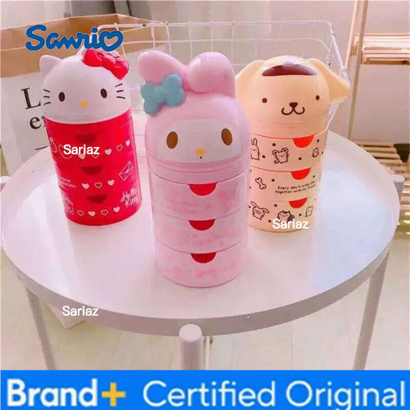 Sanrio hello kitty anime peripheral cartoon 3-layer drawer storage my melody cute cat makeup box kawaii birthday gift for women H2601291 H2601291