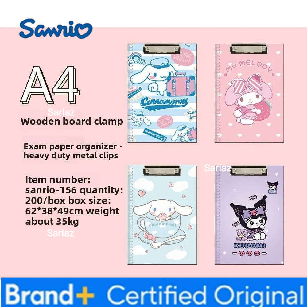 Sanrio A4 File Clipboard Writing Pad for Student Exam Large Document Organizer Office Stationery Folder Holder with Paper H260129
