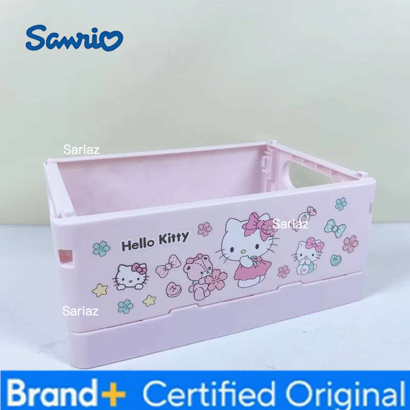 Sanrio Cute Hello Kitty Storage Box Cartoon Anime Kt Women Foldable Portable Desktop Decoration Item Classification Girl Gift Wholesale H260129
