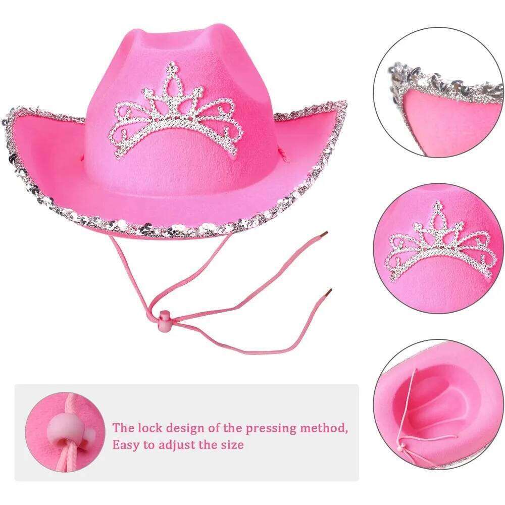 Pet Cowboy Accessory Set Dog Size Pink Cowgirl Princess Hat for Cat Puppy Western Costume Daily Wearing 26H0129