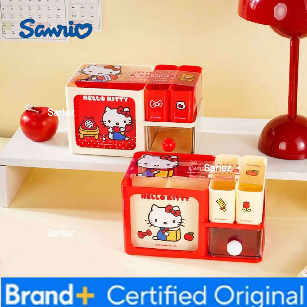 Sanrio Genuine Hello Kitty Storage Box Cartoon Kt Cat Multi-Functional Detachable Desktop Stationery Receive Boxes Gift For Girl H2601291 H2601291