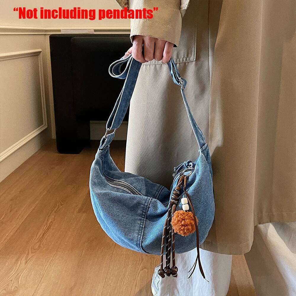 Autumn Winter Trendy and Cool Fashion Denim Dumpling New Zipper Versatile Single Shoulder Crossbody Bag