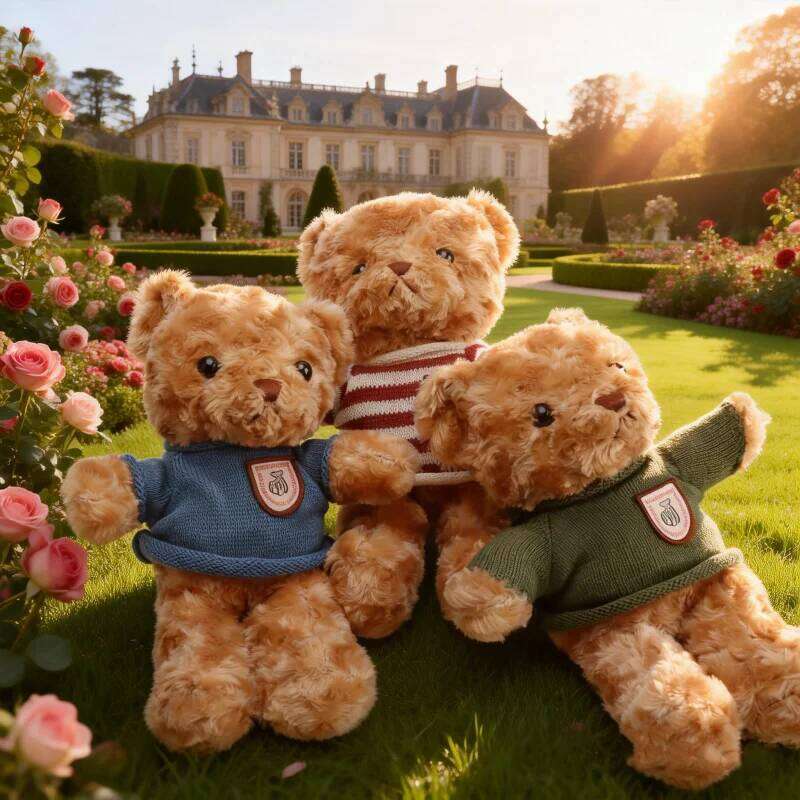 Kawaii Rose Patterned Teddy Wearing Stuffed Animal Soft Sweater Bear Valentine's Day Romantic Gift For Girlfriend Y260128