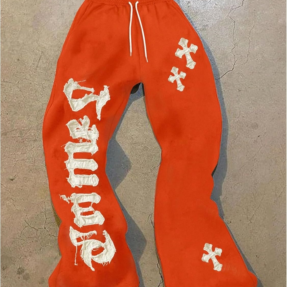 Luxury Brand Designer Clothes GORGLITTER Men's Loose Fit Y2k Sweatpants With Cross Pattern Overlay Wide-Leg Casual Pants