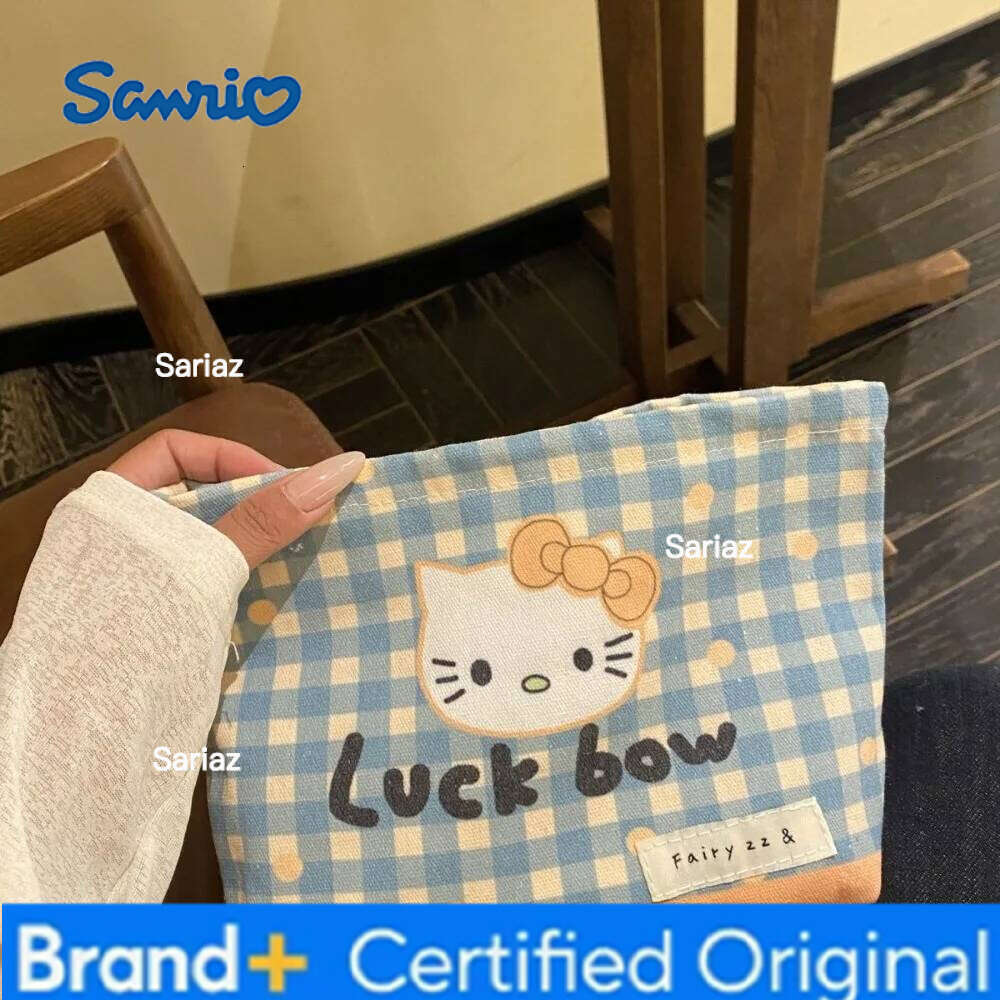 Sanrio Hello Kitty Kawaii Cartoon Student Zipper Printing Travel Clutch Cosmetics Storage Bag Canvas Wrap Toys H260129