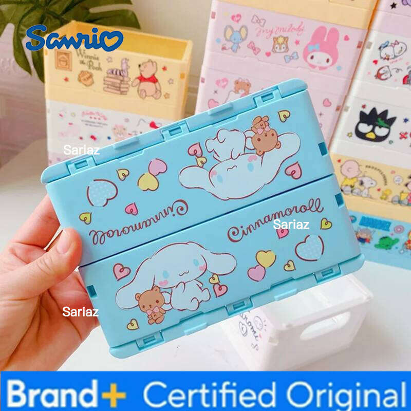 Sanrio Kawaii Hello Kitty My Melody Kuromi Cinnamoroll Box Foldable Stackable Cosmetic Organizer Desktop Storage H260129