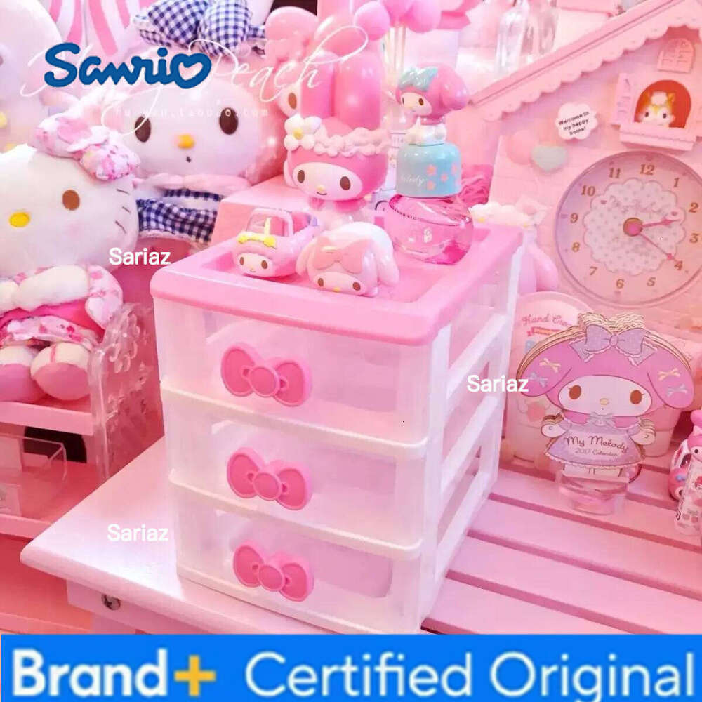 Sanrio Kawaii Pink Desktop Plastic Drawer, Pen Holder, Student Cosmetic Storage Box, Home Organizer Container H260129