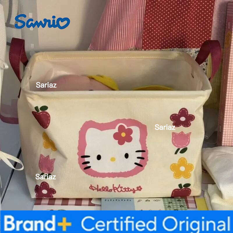 Sanrio Kawaii Hello Kitty Folding Storage Basket Cartoon Kt cat Large Capacity Wardrobe Office Bedroom Closet Laundry Hamper Girls Toys H260129