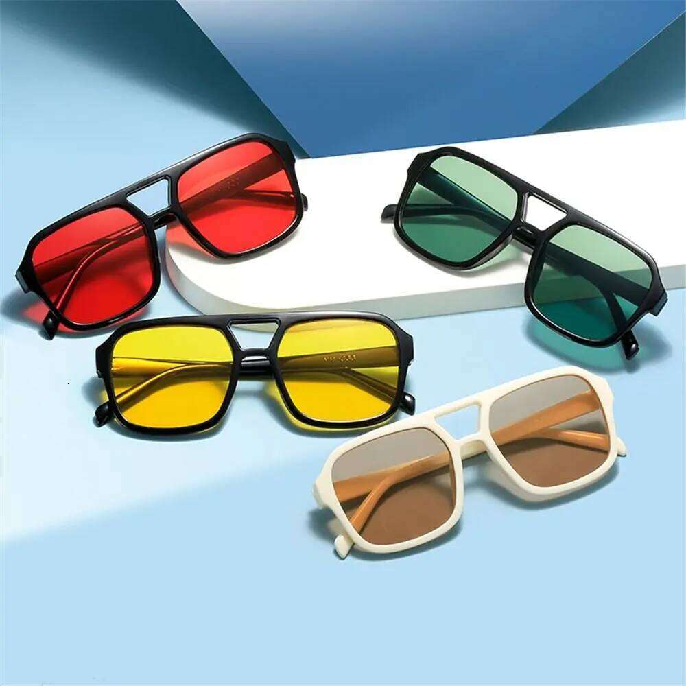 1PC Retro Square Aviation Sunglasses For Women Men Stylish Big Frame Sun Ins Style 70s Black Shades Glasses H260129