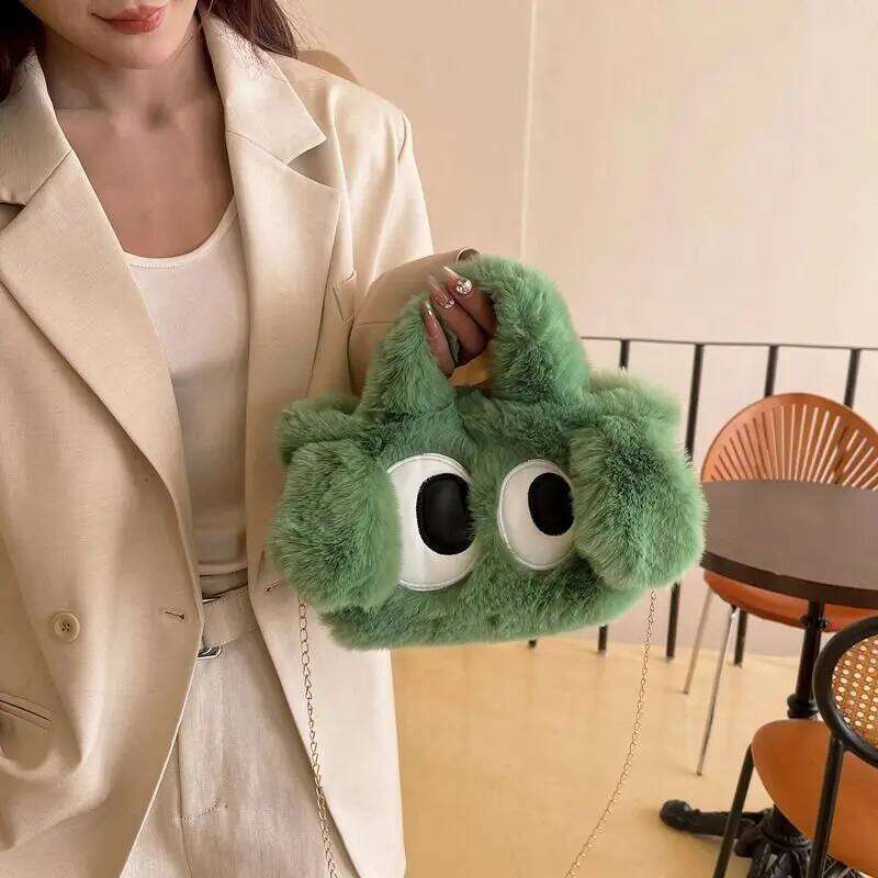 Puppy big eyes autumn and winter handbag new fashion one shoulder crossbody plush bag universal cute girl birthday gif XJ260129