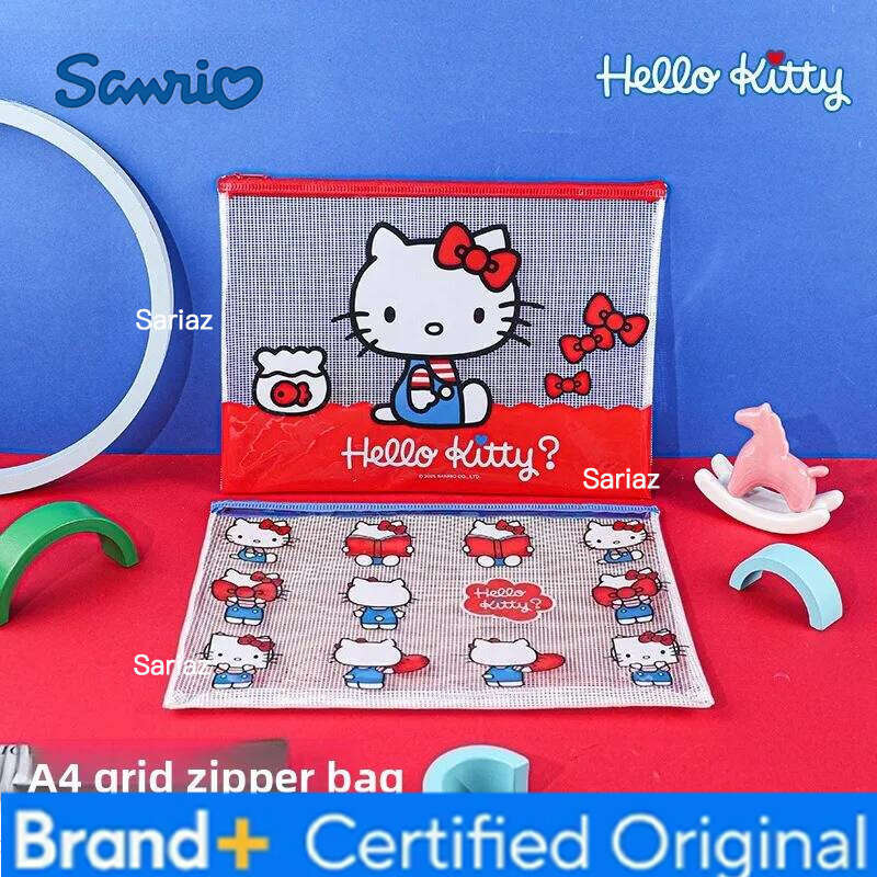 Sanrio A4 Mesh Zipper Bag Hello Kitty File Storage Pouch High Value Large Capacity Organizer Folder for School Office H2601291