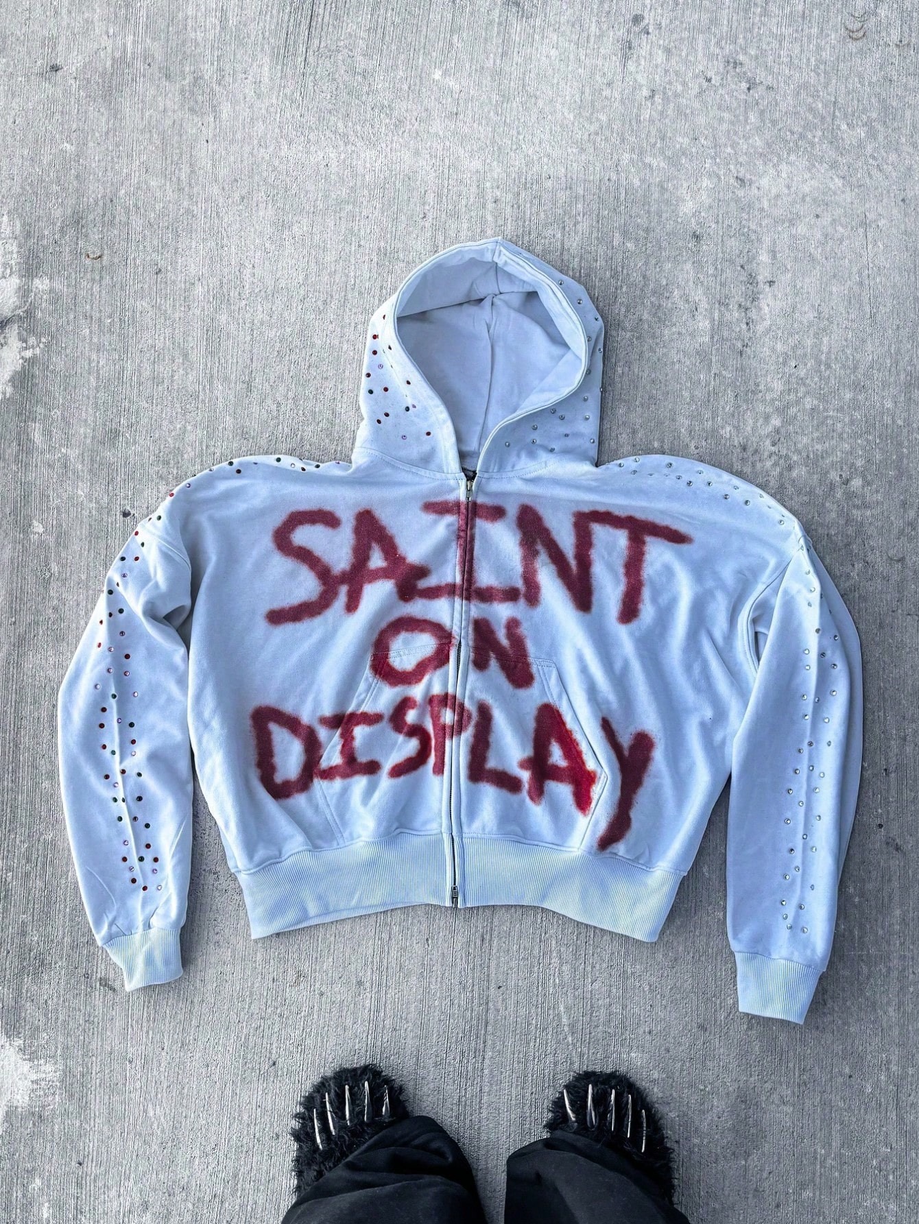 Men's Fleece-Lined Zip-Up Hoodie with Cosmic Eye Graphic Print Streetwear Style